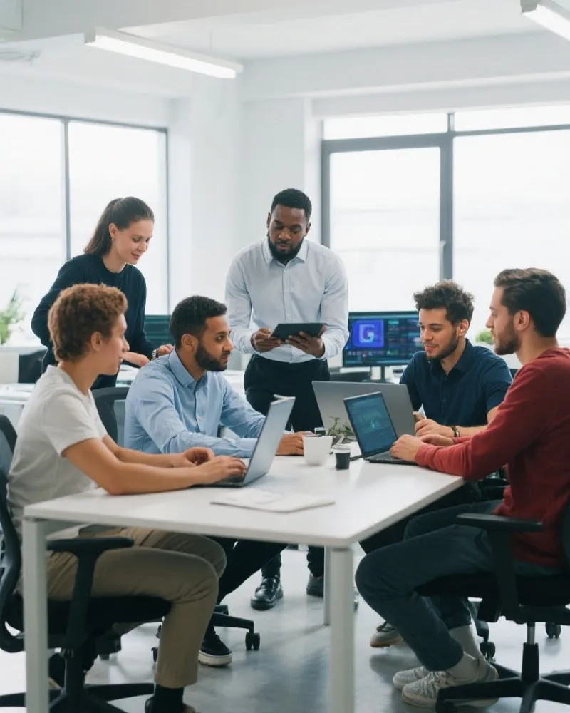 Team working on sports data